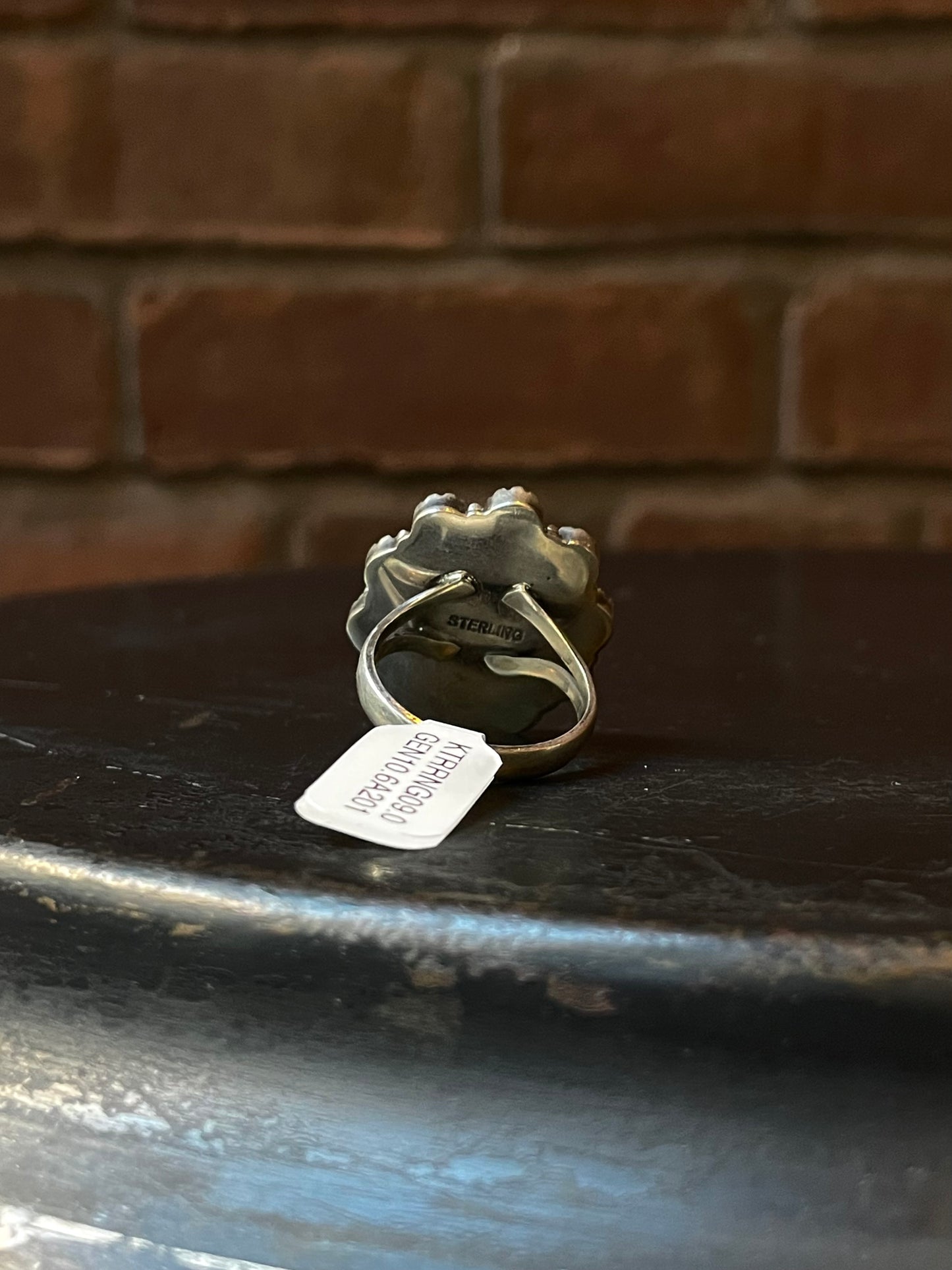 Kingman Turquoise Coral Cluster Ring | Sterling Silver | Size 9 | A201