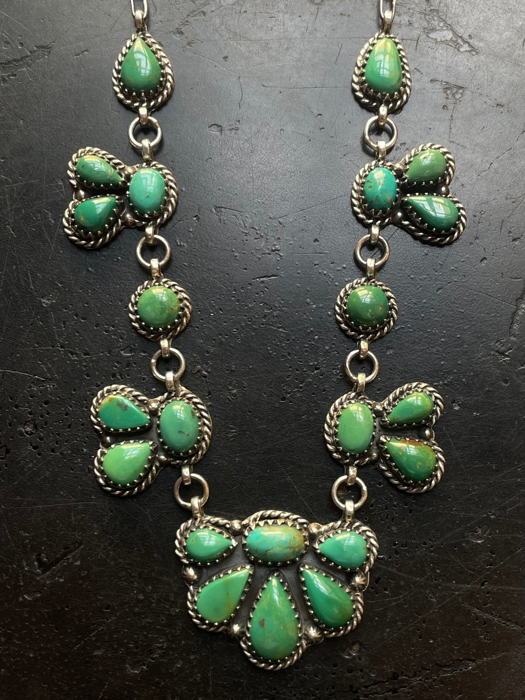 Kingman Turquoise Floral Lariat Necklace | 925 Sterling Silver G605