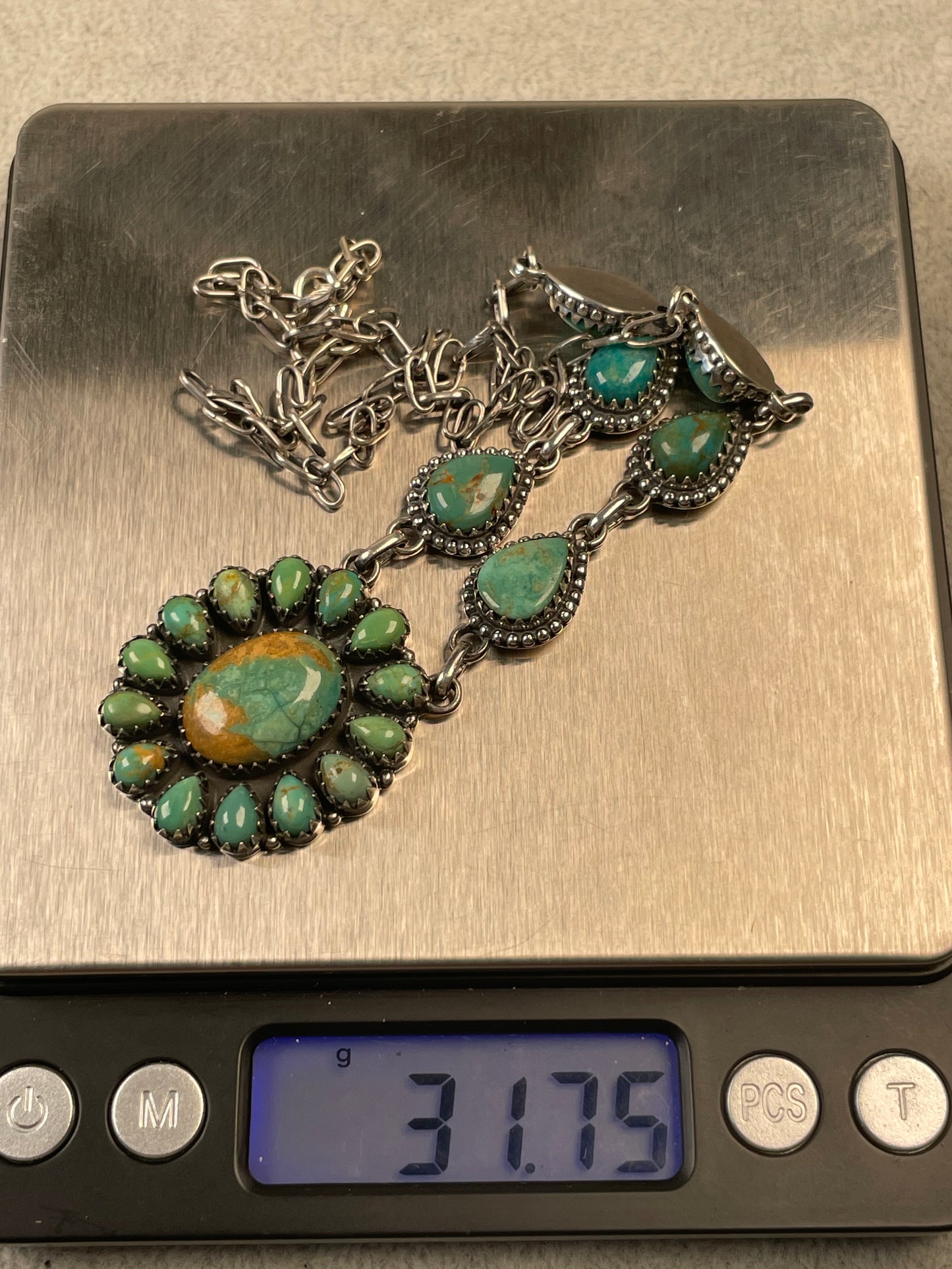 Turquoise Cluster Necklace | 925 Sterling Silver D122