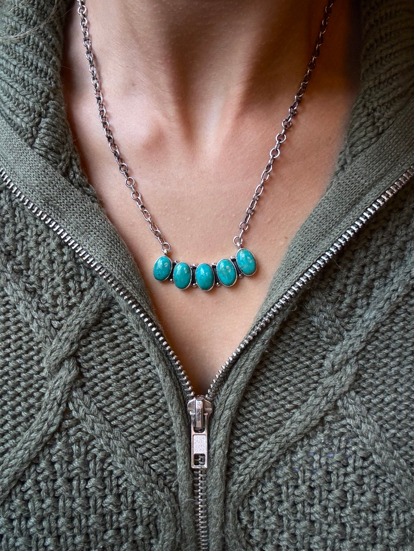 Kingman Turquoise Bar Necklace | 925 Sterling Silver C475