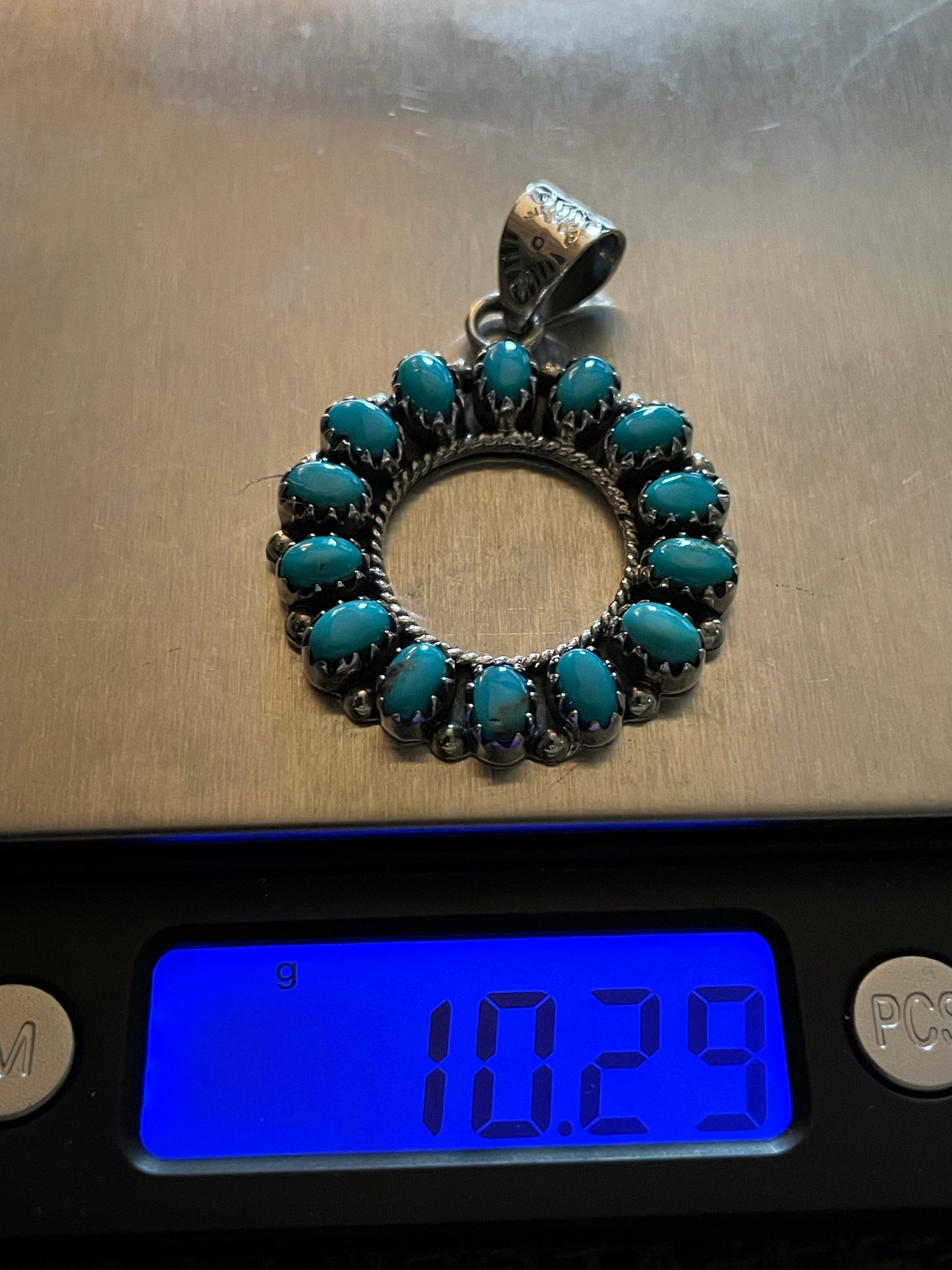 Turquoise Circle Pendant | Sterling Silver 925 B824