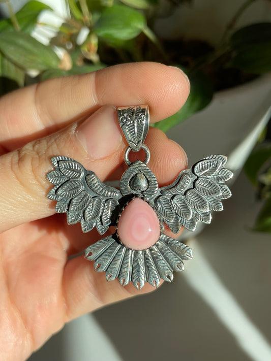 Pink Conch Thunderbird Pendant | Sterling Silver 925 B795