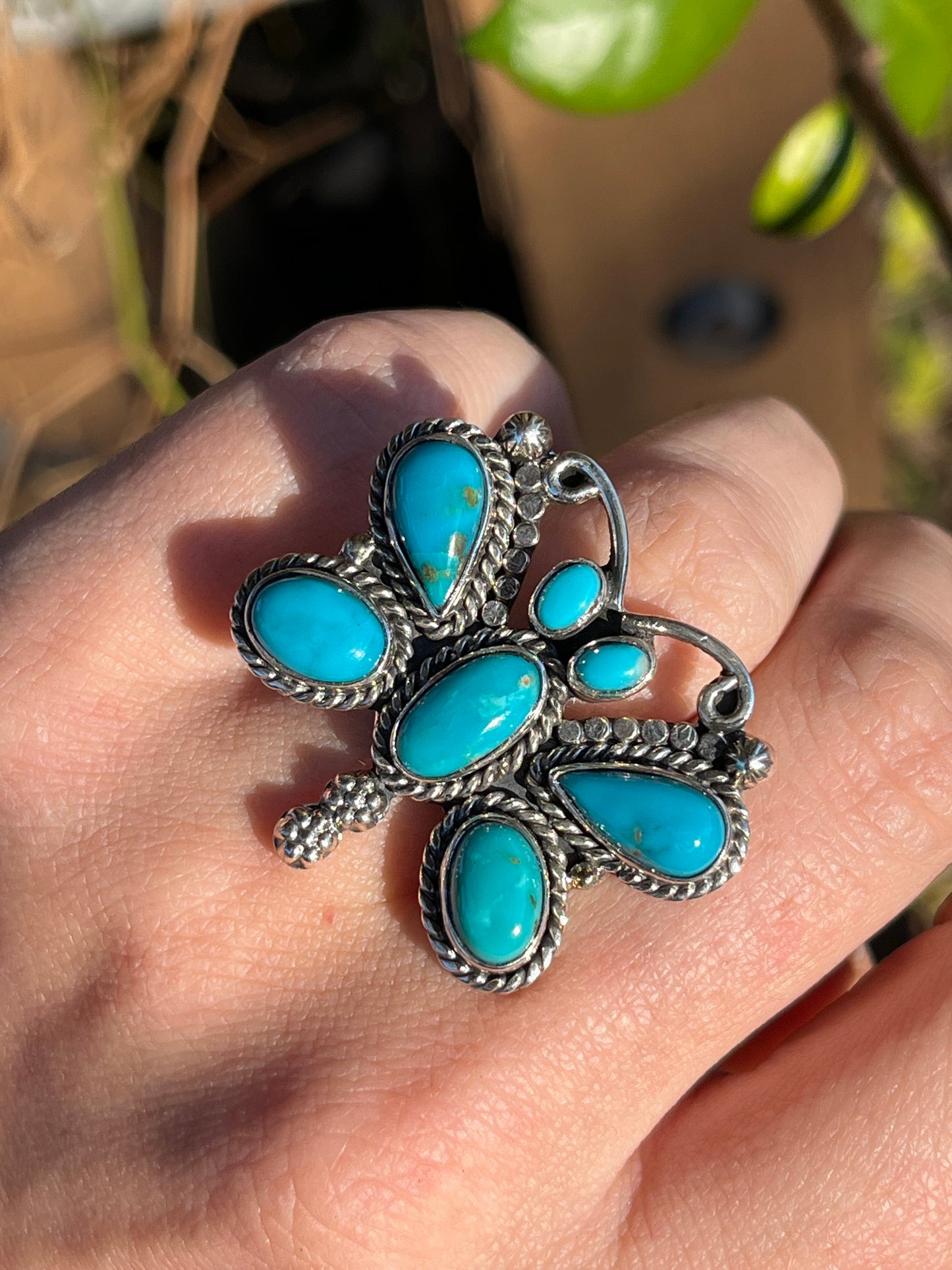 Kingman Turquoise Butterfly Ring | 925 Sterling Silver | Size 6 B908