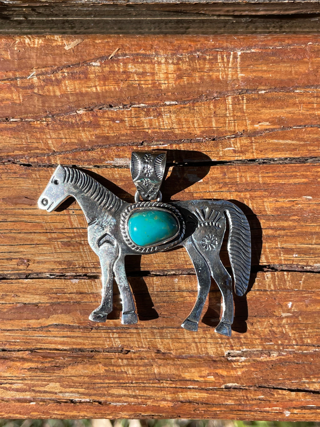 Turquoise Horse Pendant | 925 Sterling Silver B914