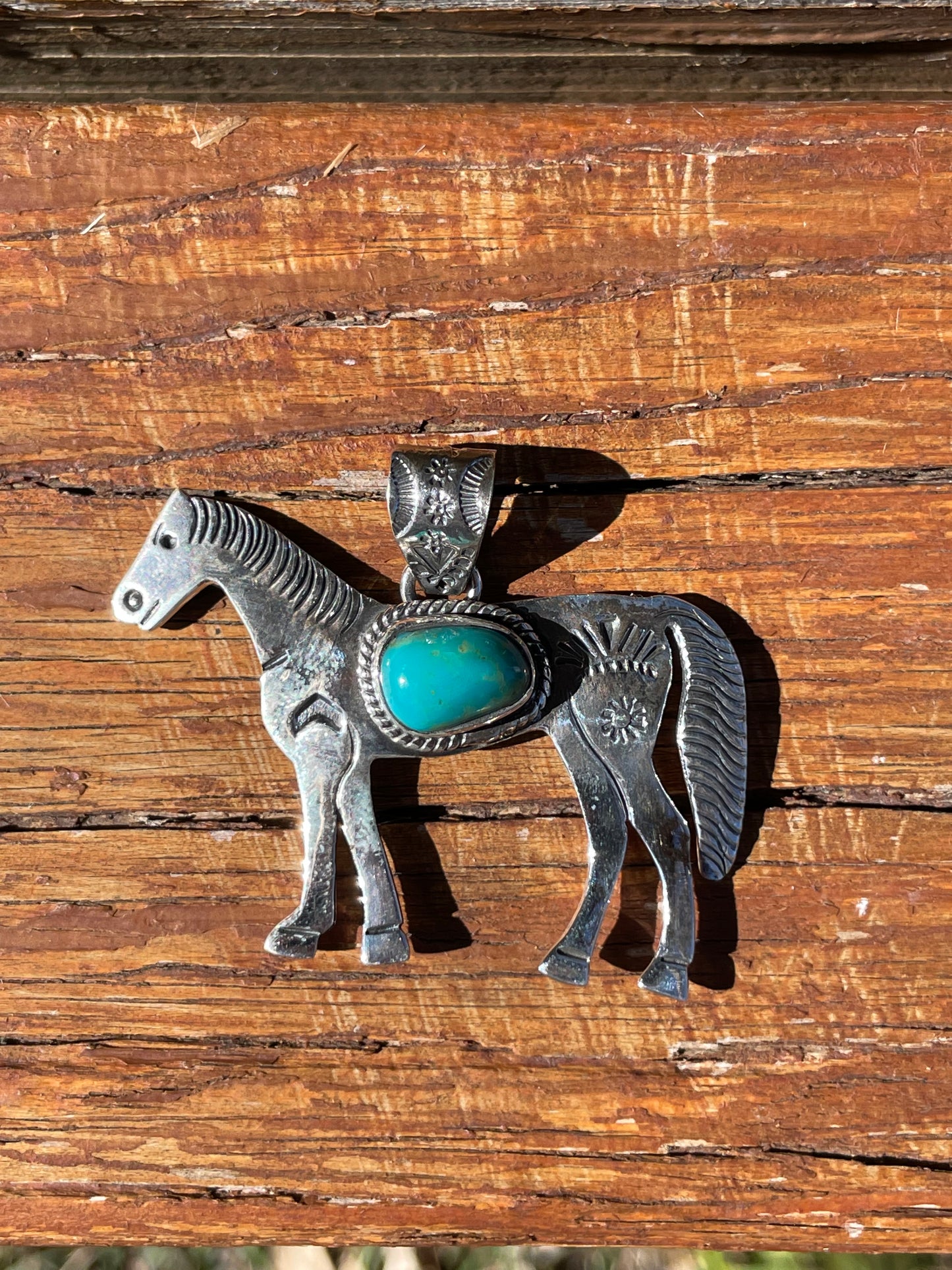 Turquoise Horse Pendant | 925 Sterling Silver B914