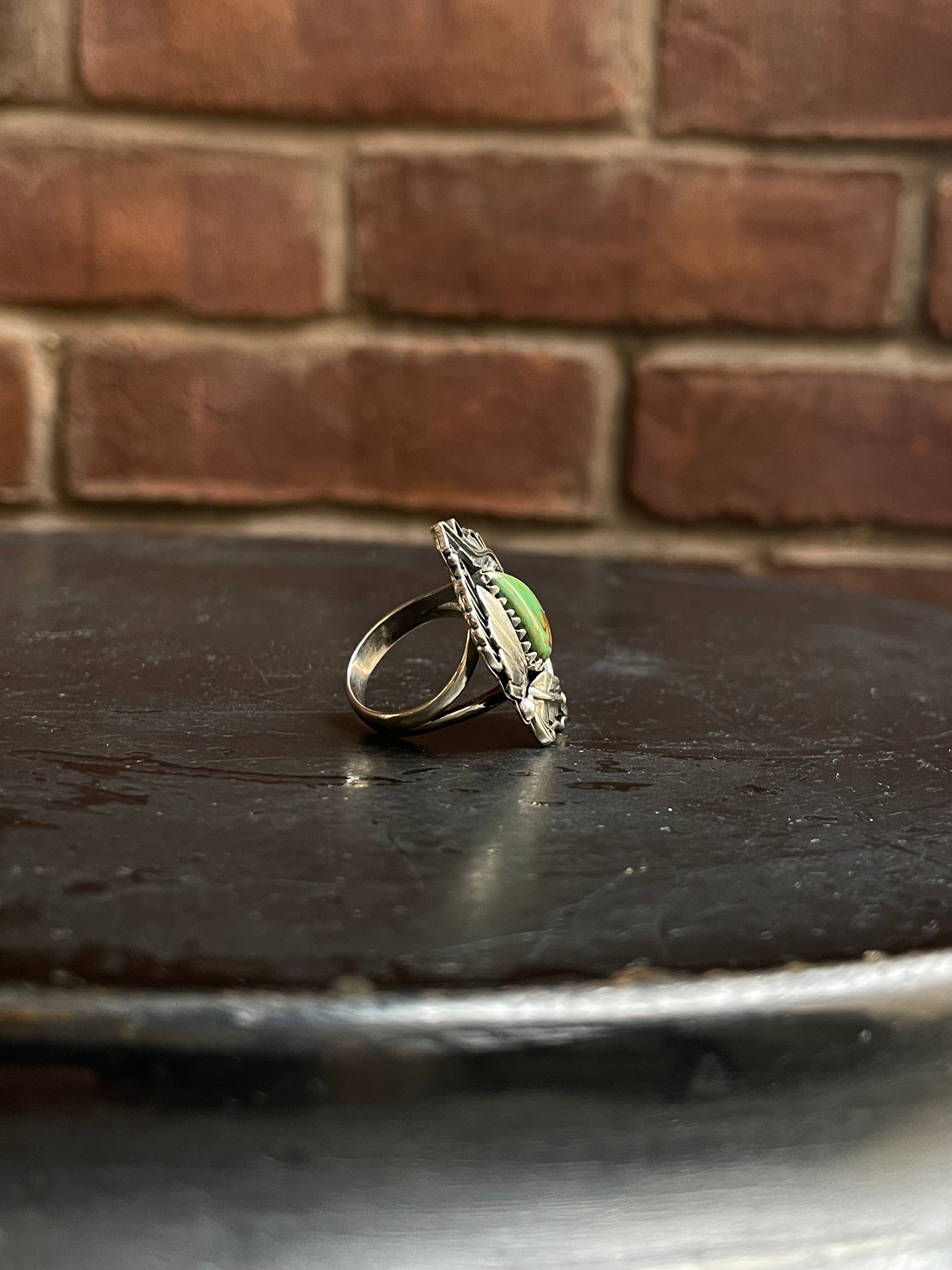 Kingman Turquoise Feather Ring Size 7 | 925 Sterling Silver Southwest E196