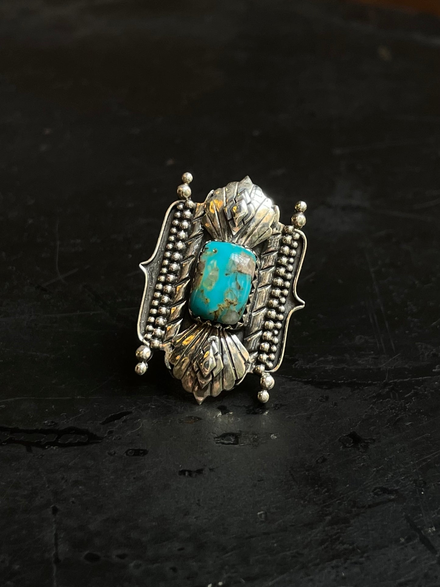 Kingman Turquoise Ring Size 6.75 | 925 Sterling Silver Southwest E179
