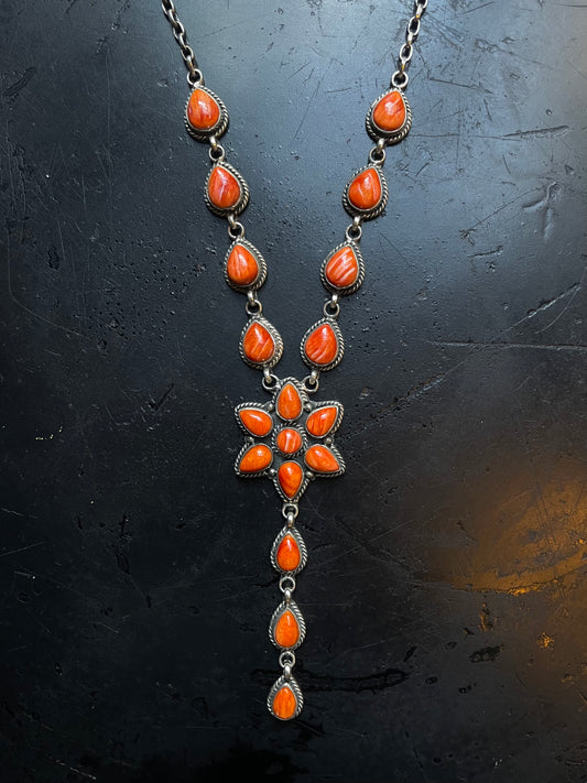 Spiny Oyster Flower Lariat Necklace | Sterling Silver 925 C747