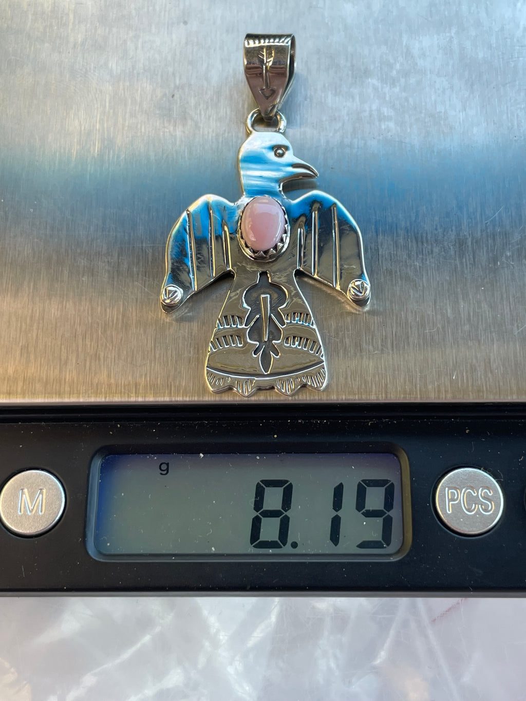 Pink Conch Thunderbird Pendant | Sterling Silver 925 B715