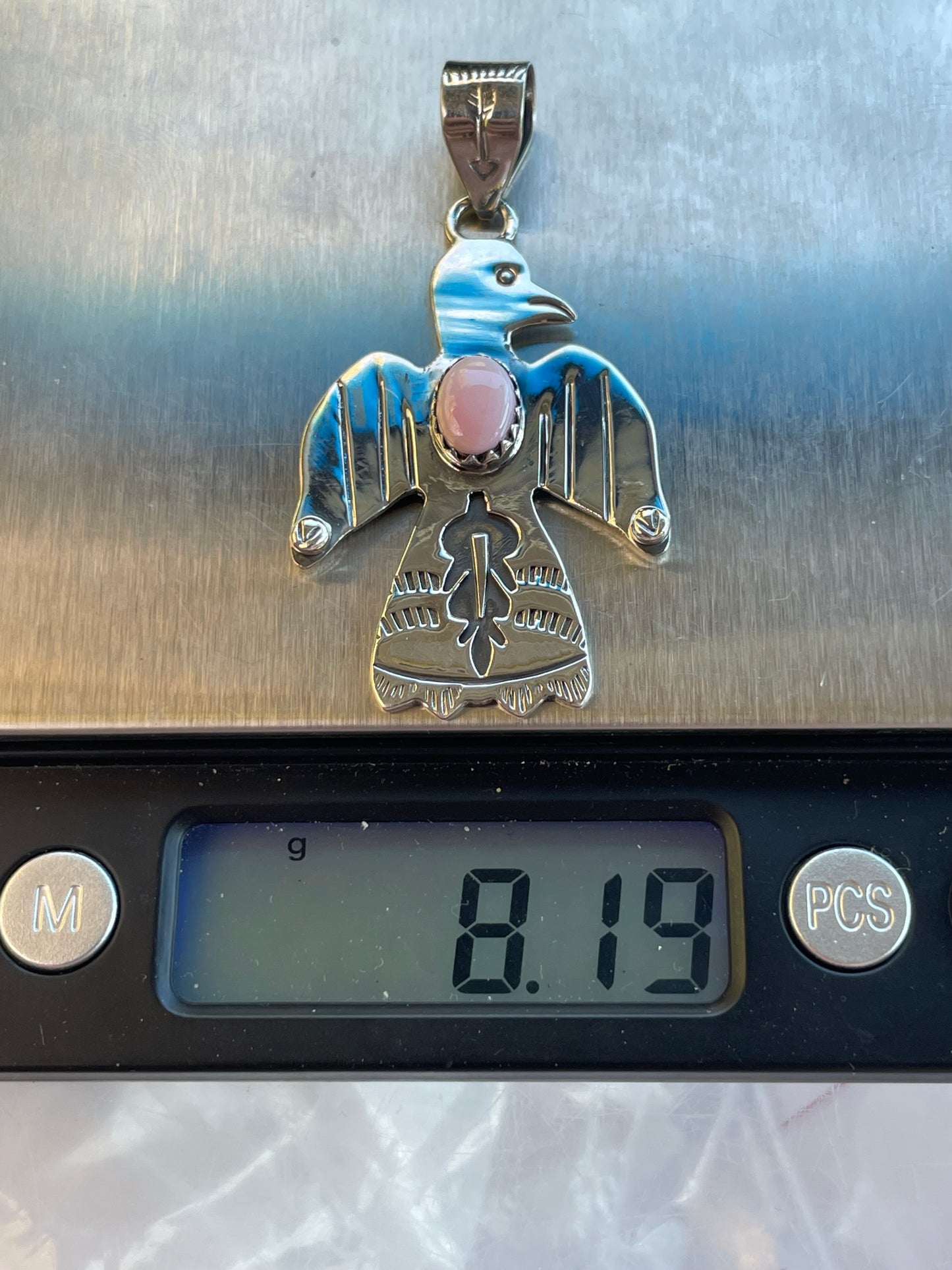 Pink Conch Thunderbird Pendant | Sterling Silver 925 B715