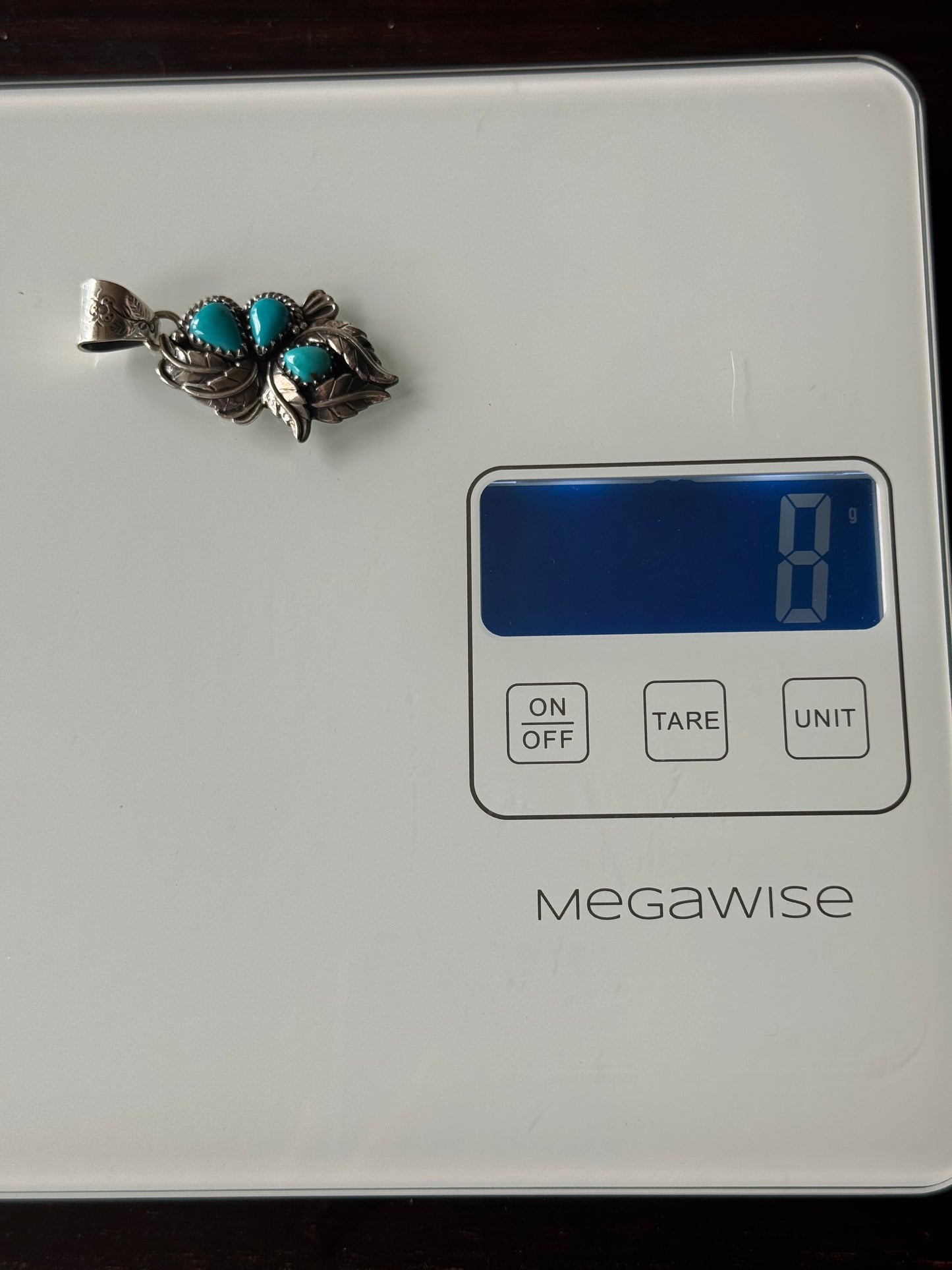 Kingman Turquoise Feather Pendant | Sterling Silver | A784