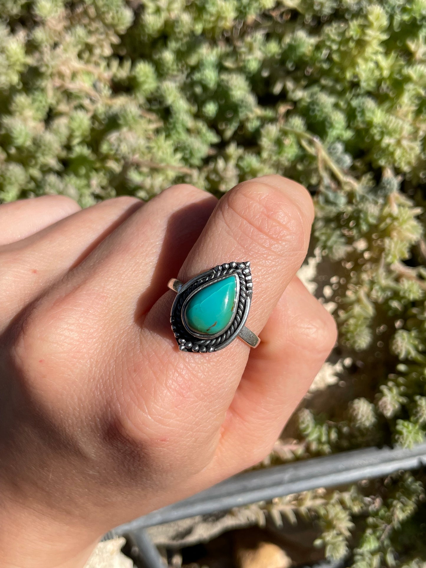 Kingman Turquoise Teardrop Ring Size 8.75 | 925 Sterling Silver Southwest B990