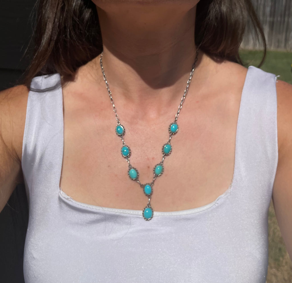 Turquoise Drop Necklace | 925 Sterling Silver D252