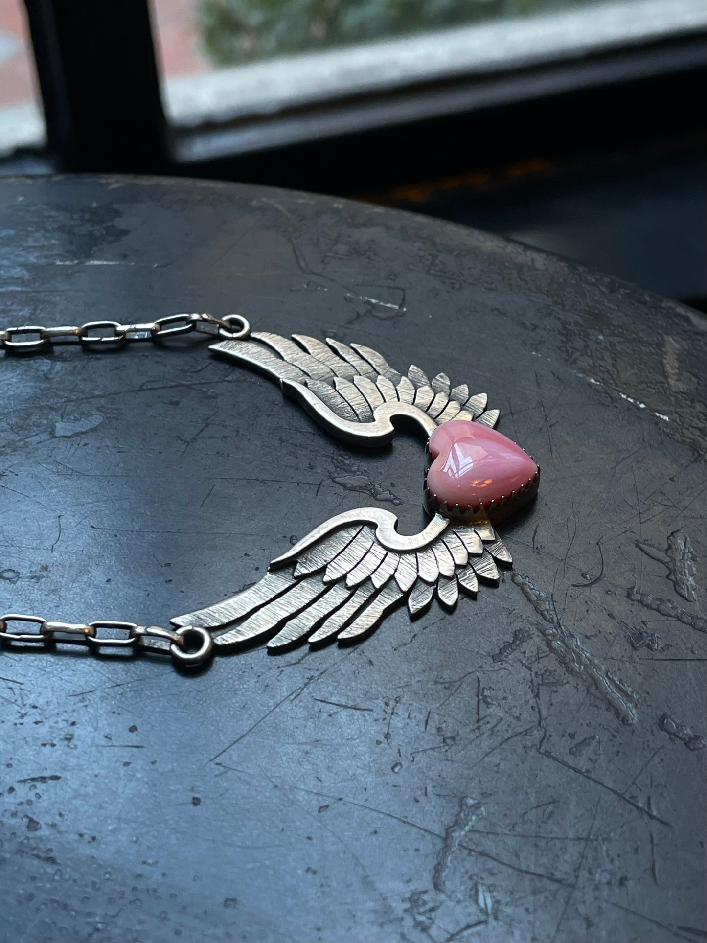 Pink Conch Wings Necklace | 925 Sterling Silver E363