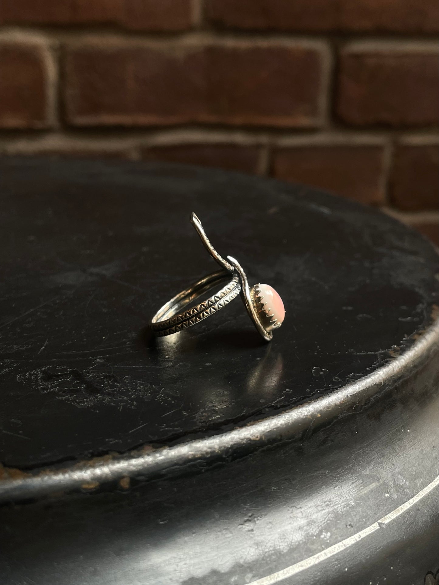 Pink Conch Snake Ring Size 10.5| 925 Sterling Silver C947