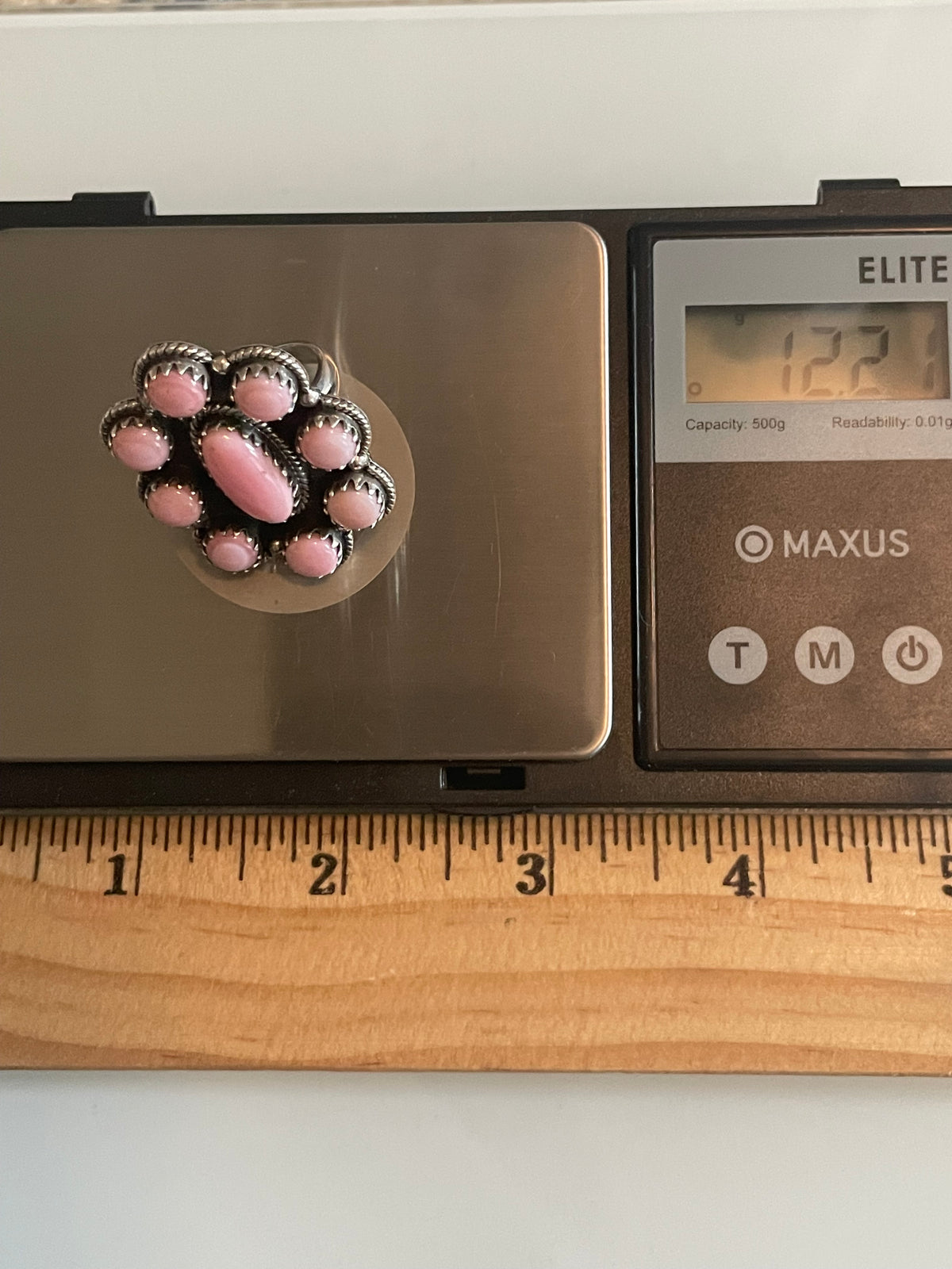 Pink Conch Cluster Ring Size 5.75 | 925 Sterling Silver G745