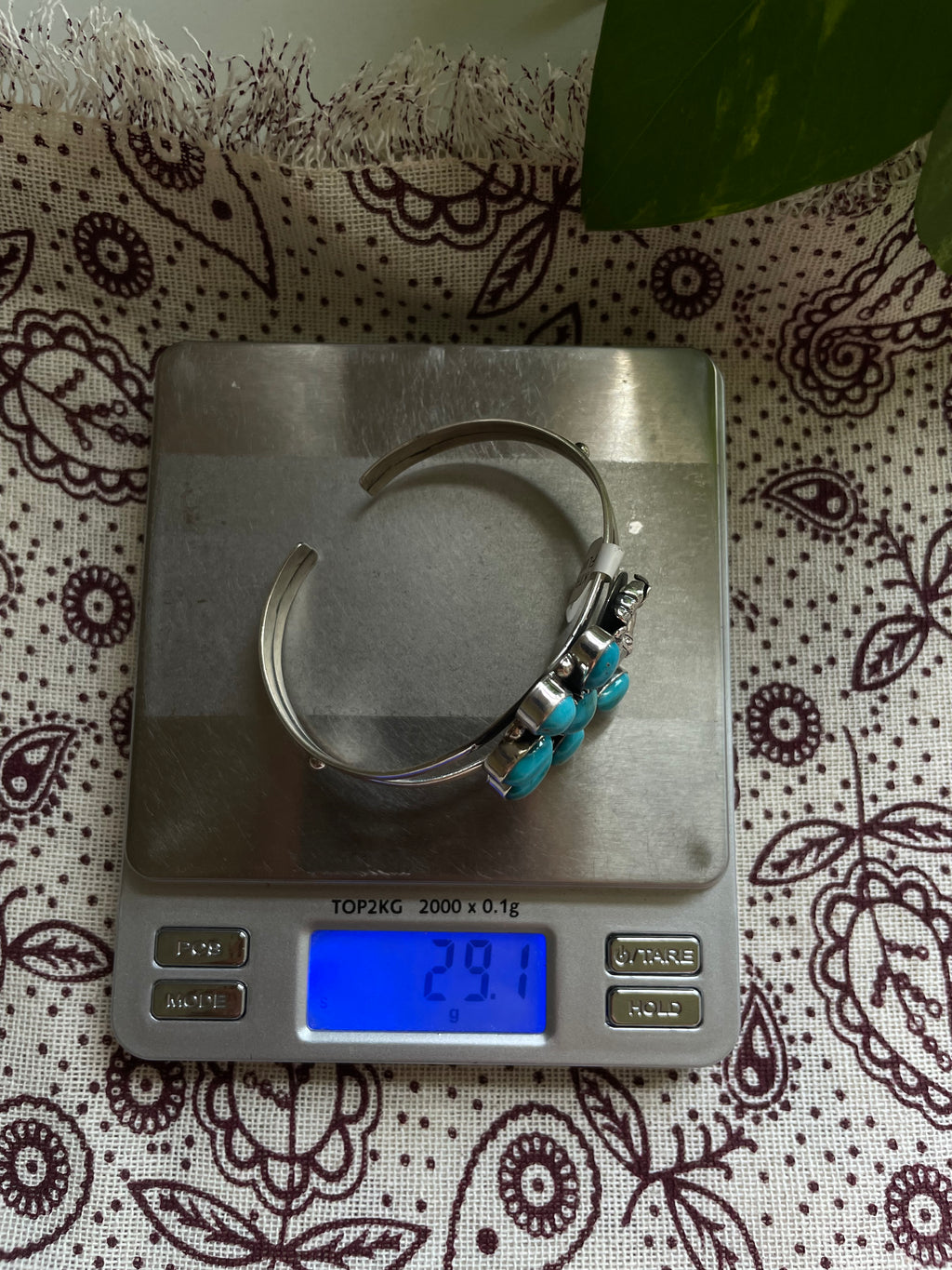 Turquoise Floral Cuff Bracelet | 925 Sterling Silver D278