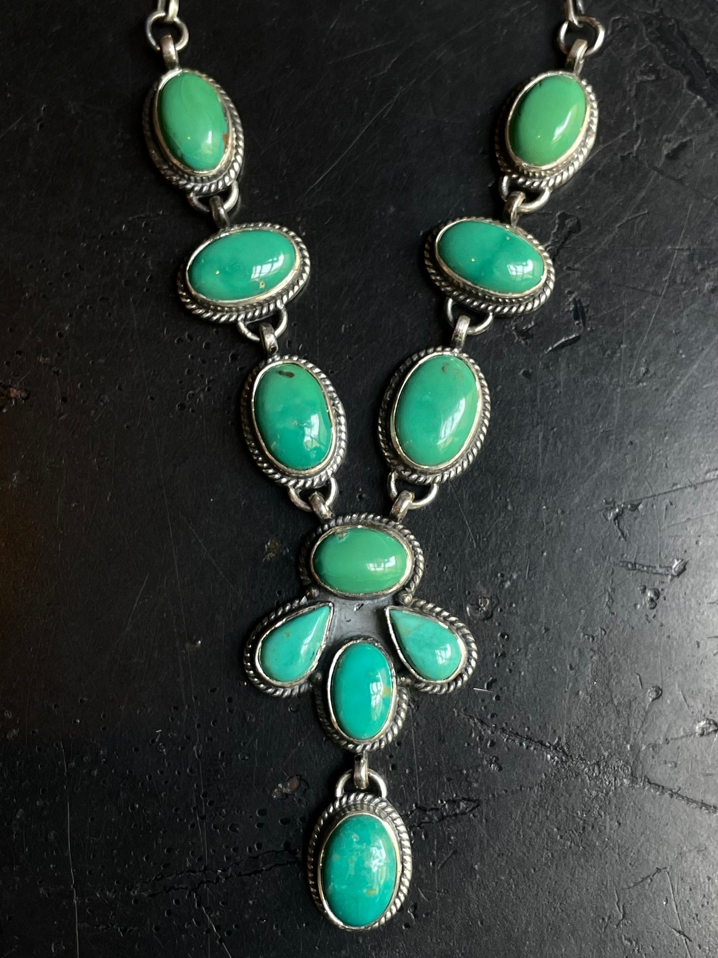 Kingman Turquoise Drop Necklace | 925 Sterling Silver E632