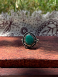 Green Turquoise Teardrop Ring Size 8 | 925 Sterling Silver D307