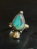 Turquoise Tear Drop Ring Size 7 | Sterling Silver E872