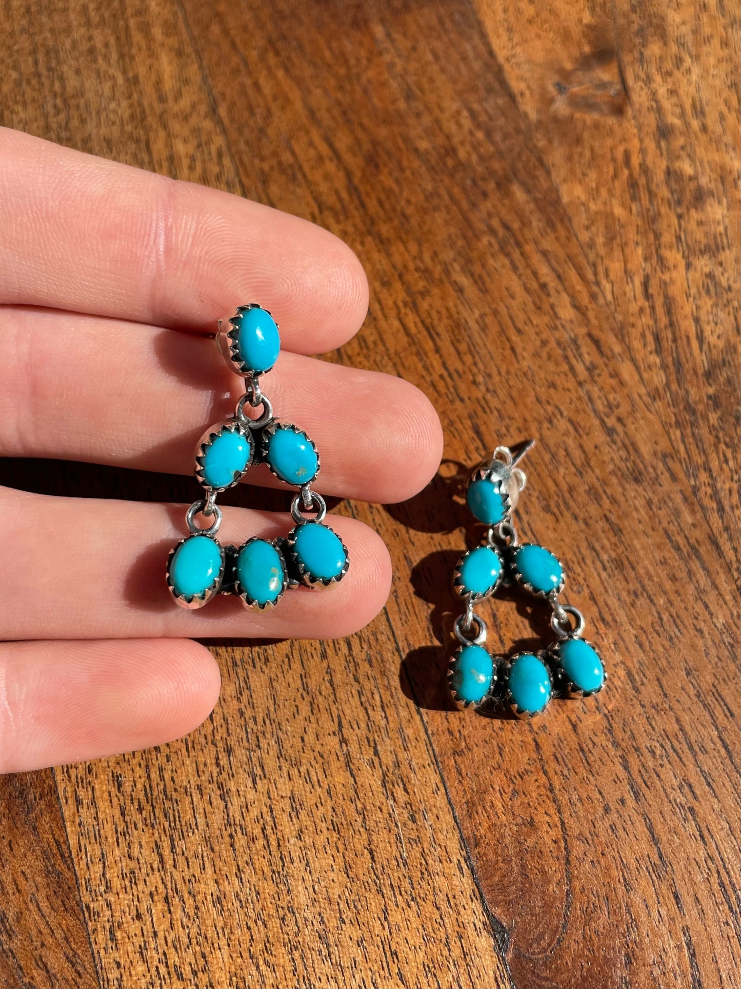 Kingman Turquoise Chandelier Stud Earrings | 925 Sterling Silver C823