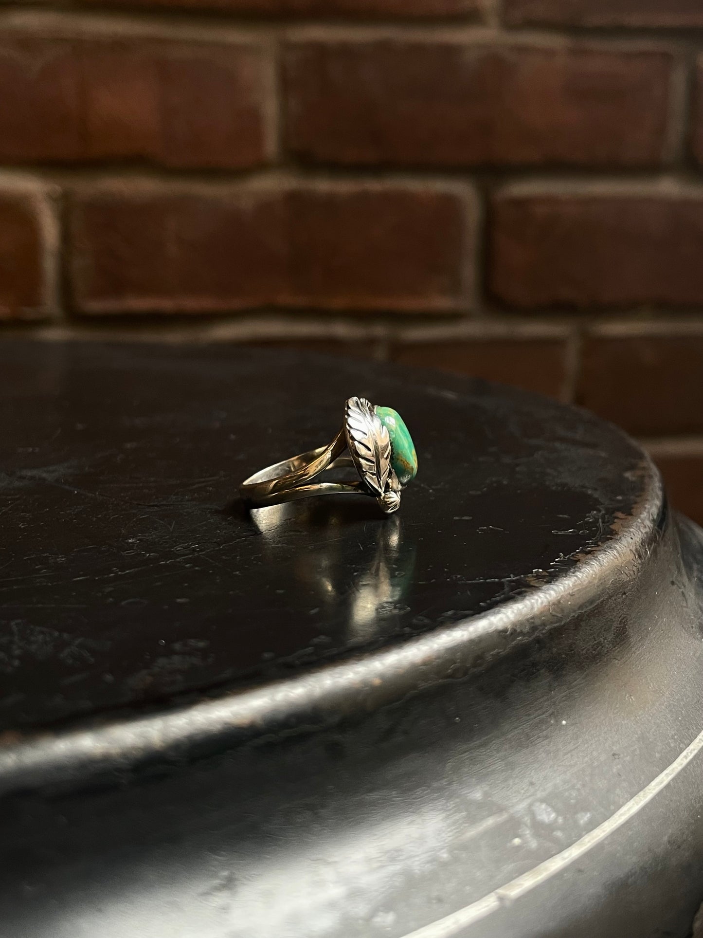 Turquoise Feather Ring Size 7 | 925 Sterling Silver C948