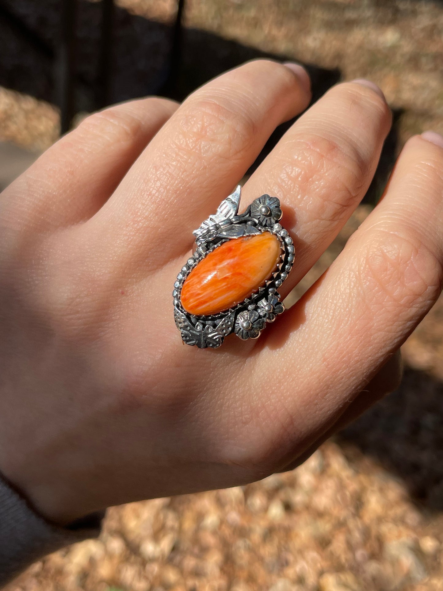 Spiny Oyster Butterfly Ring Size 9 | 925 Sterling Silver Southwest B995