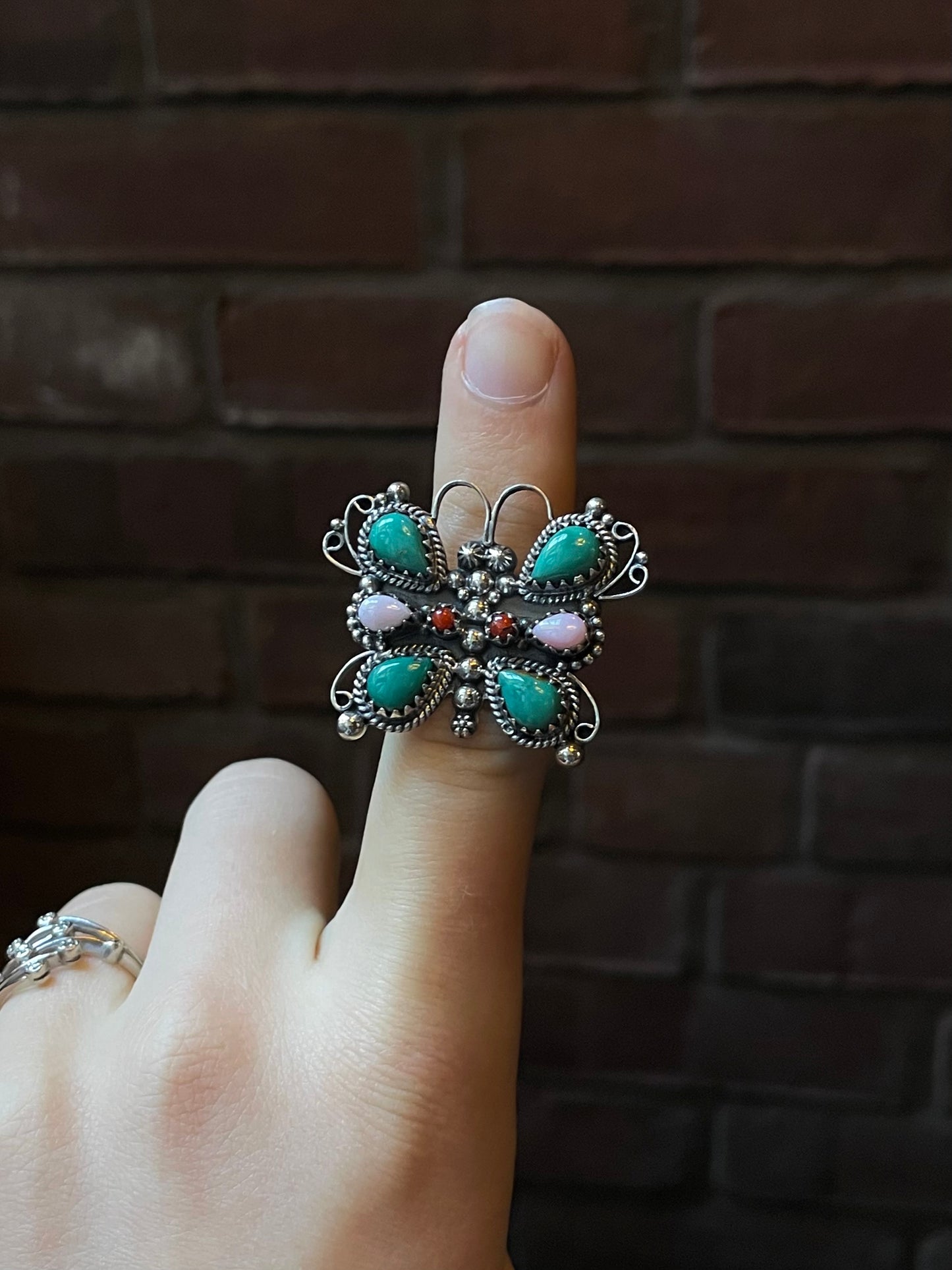 Kingman Turquoise Butterfly Ring | Sterling Silver | Size 7 | A337