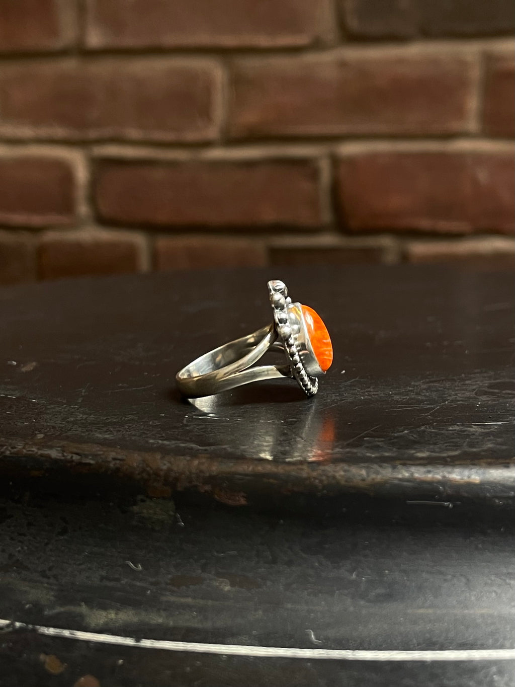 Spiny Oyster Tear Drop Ring | 925 Sterling Silver Size 9 E434
