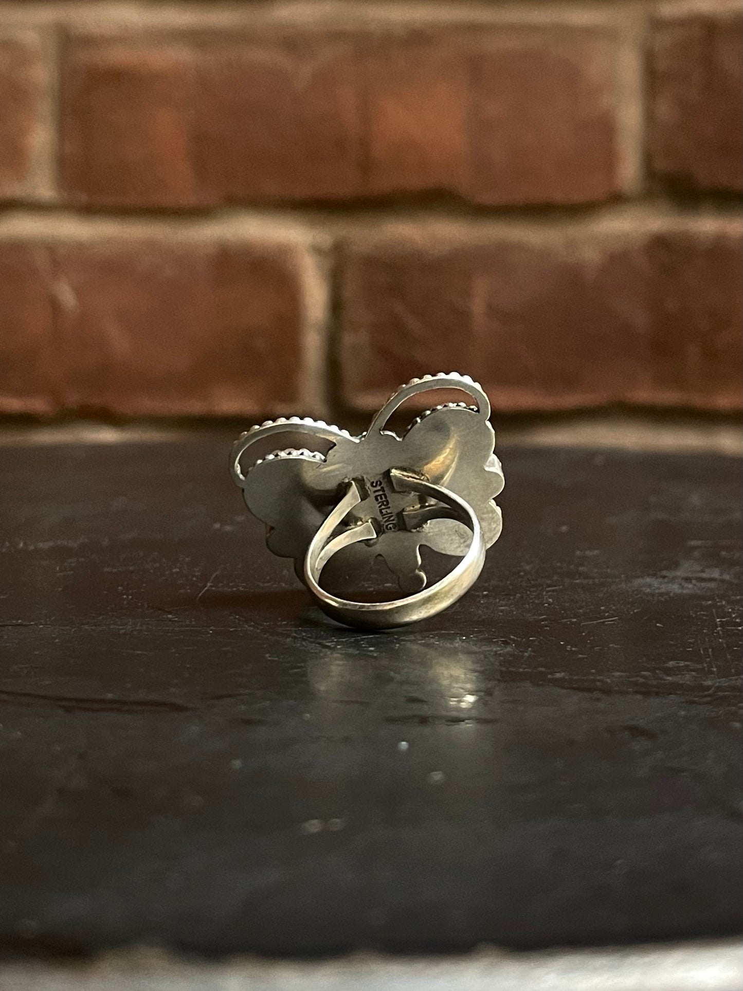 Spiny Oyster & Turquoise Butterfly Ring Size 7 | 925 Sterling Silver G200