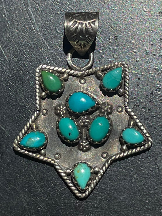 Kingman Turquoise Star Pendant | Sterling Silver G423