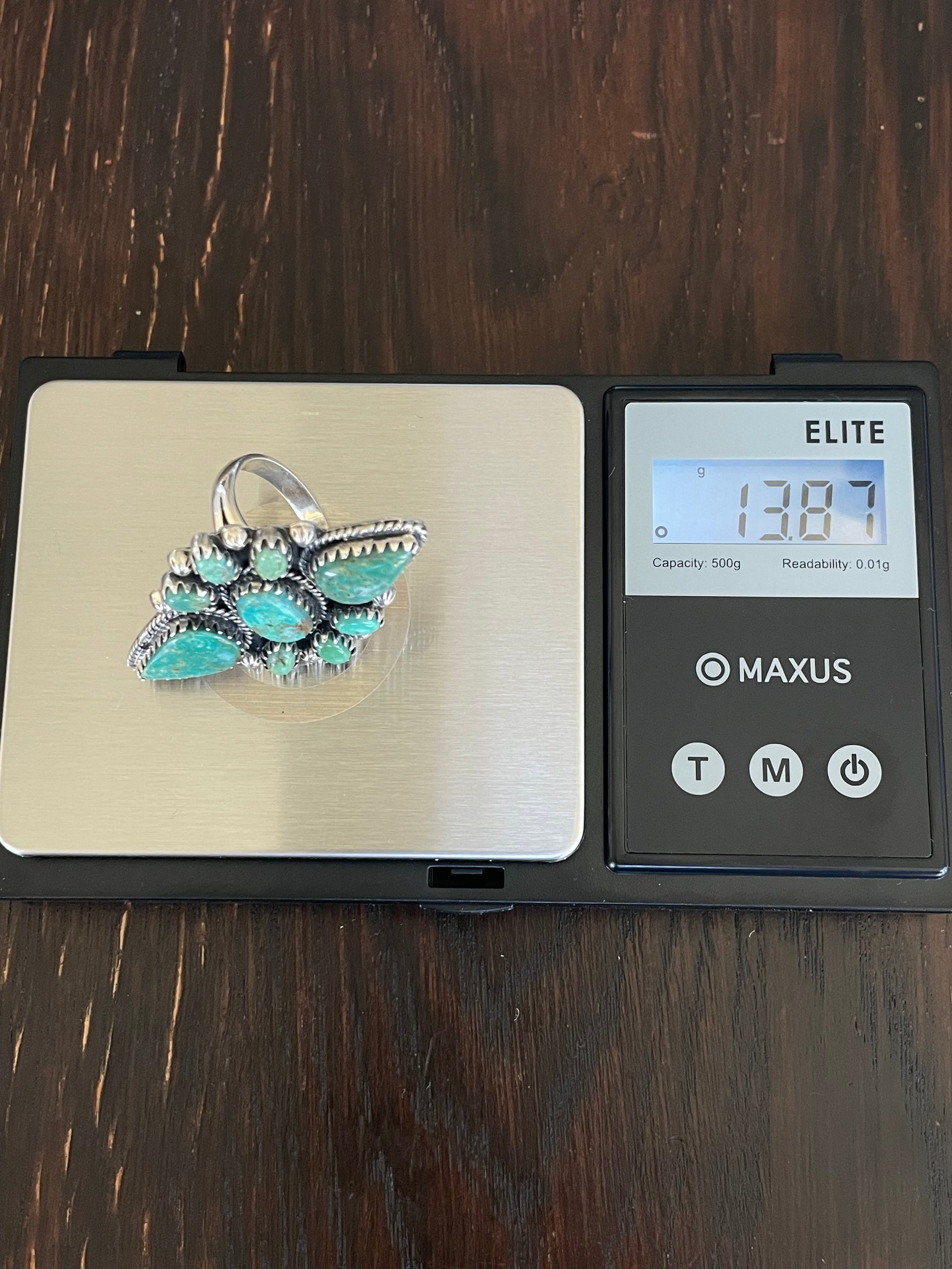 Turquoise Statement Ring Size 8 | Sterling Silver E859
