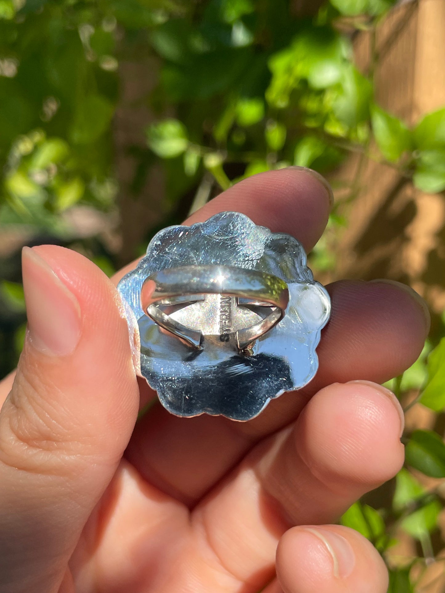 Pink Conch and Turquoise Flower Ring | 925 Sterling Silver | Size 6 B296