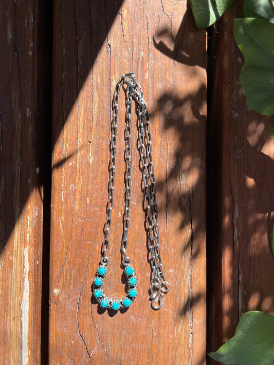 Kingman Turquoise Horseshoe Necklace | Sterling Silver 925 | B869