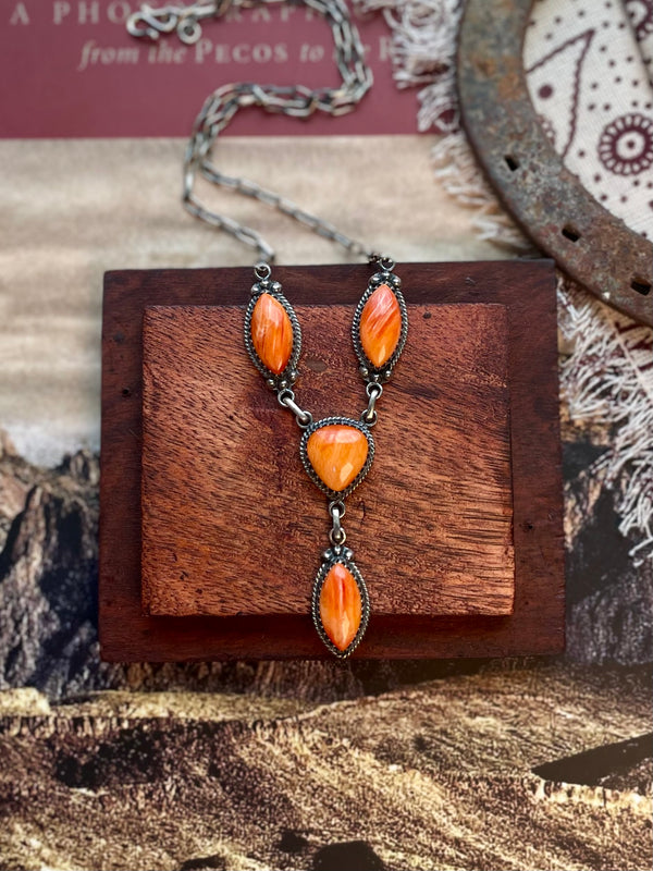 Orange Spiny Oyster Heart Necklace | 925 Sterling Silver D228