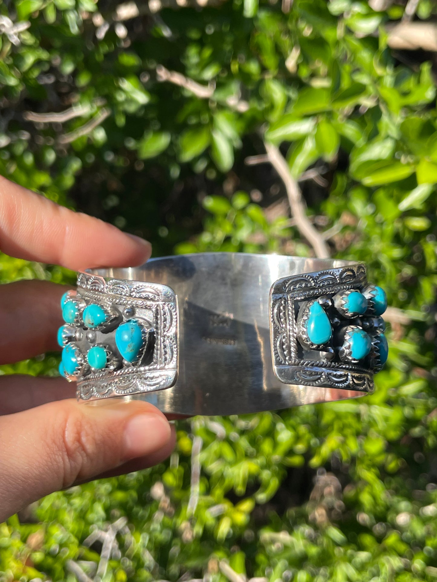 Turquoise Cluster Cuff Bracelet | Sterling Silver 925 B723