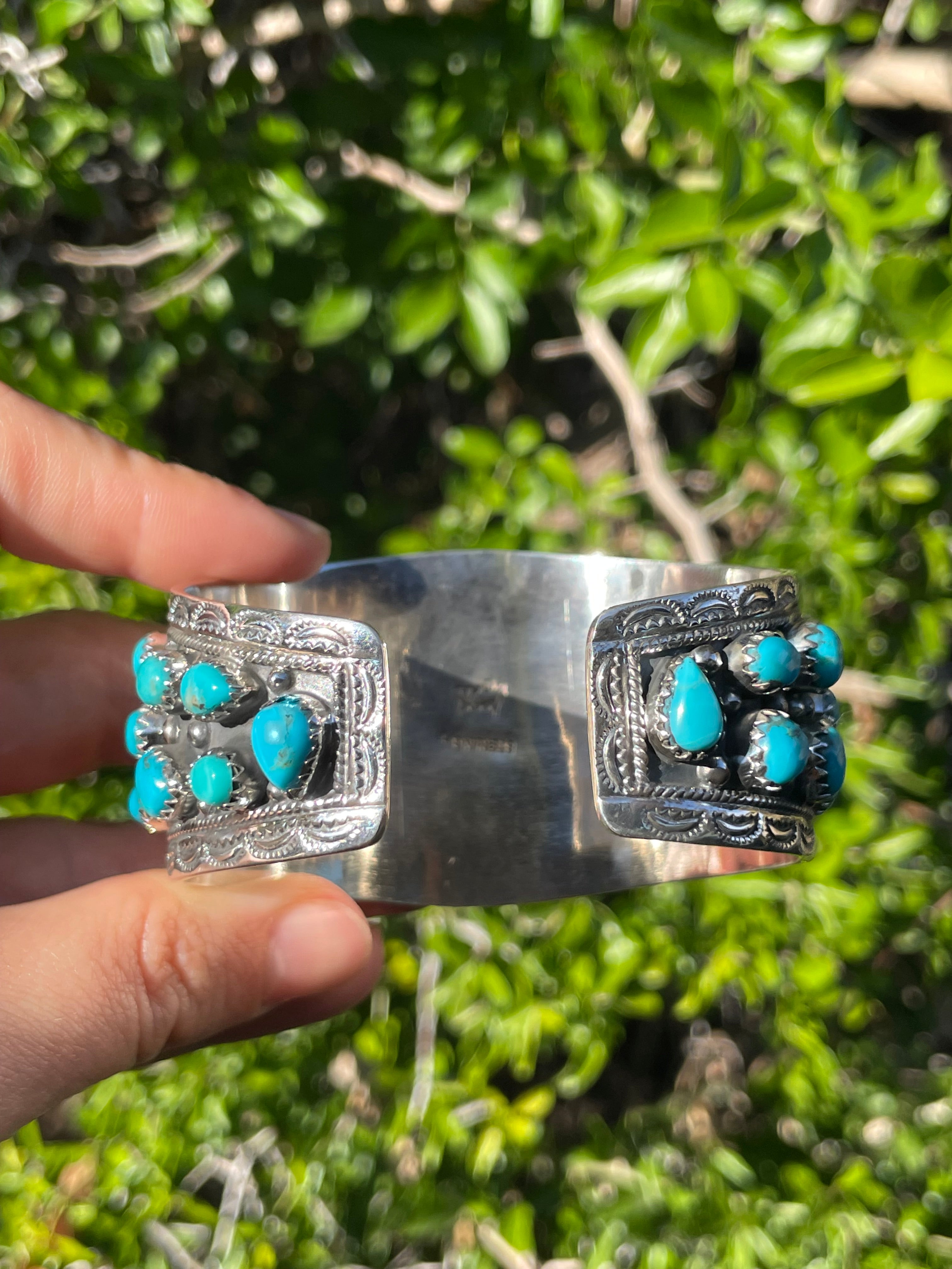 Turquoise Cluster Cuff Bracelet | Sterling Silver 925 B723