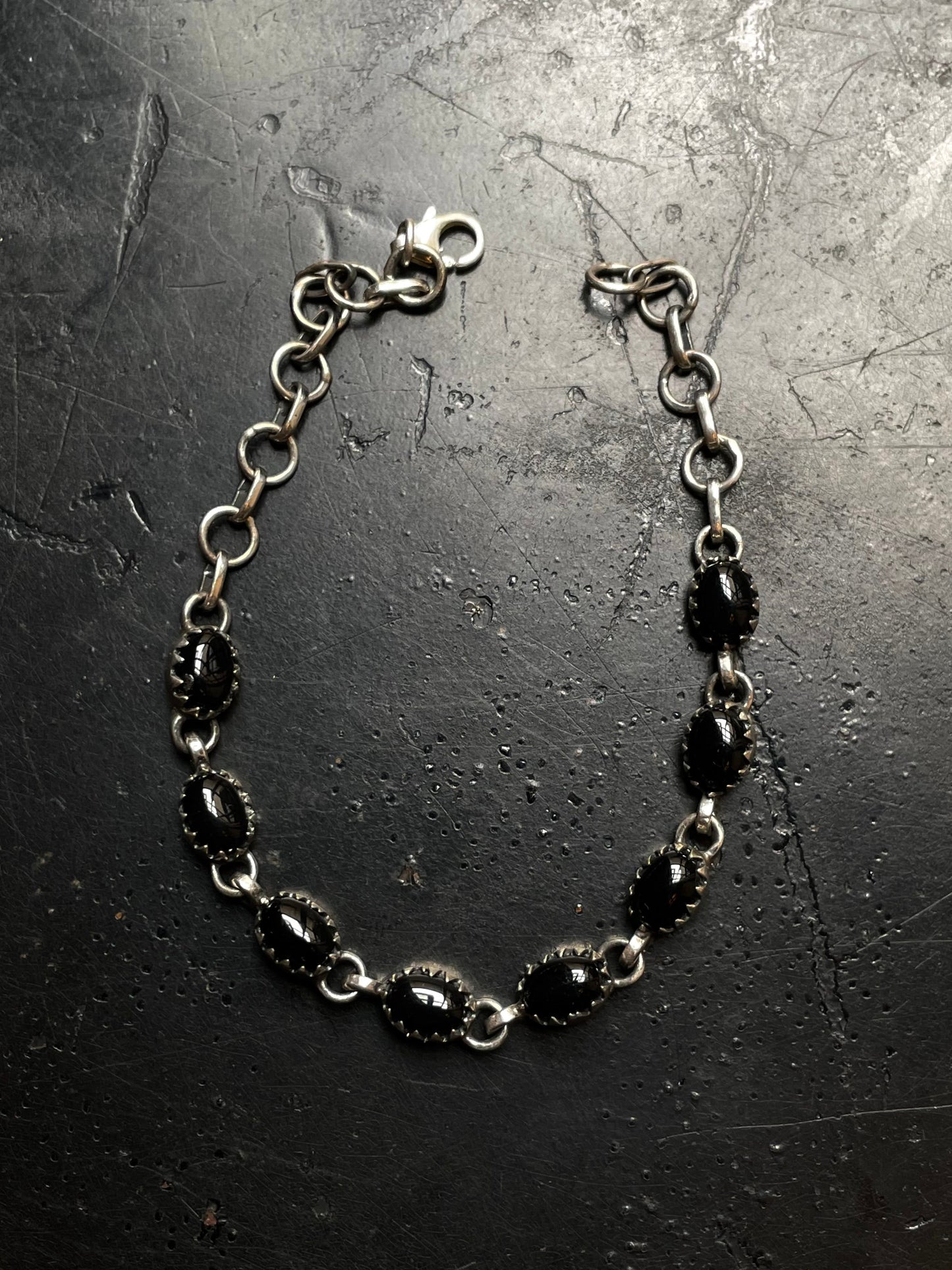 Black Onyx Link Bracelet | 925 Sterling Silver E107