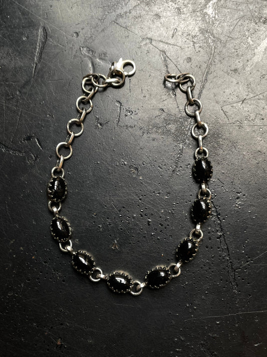 Black Onyx Link Bracelet | 925 Sterling Silver E107