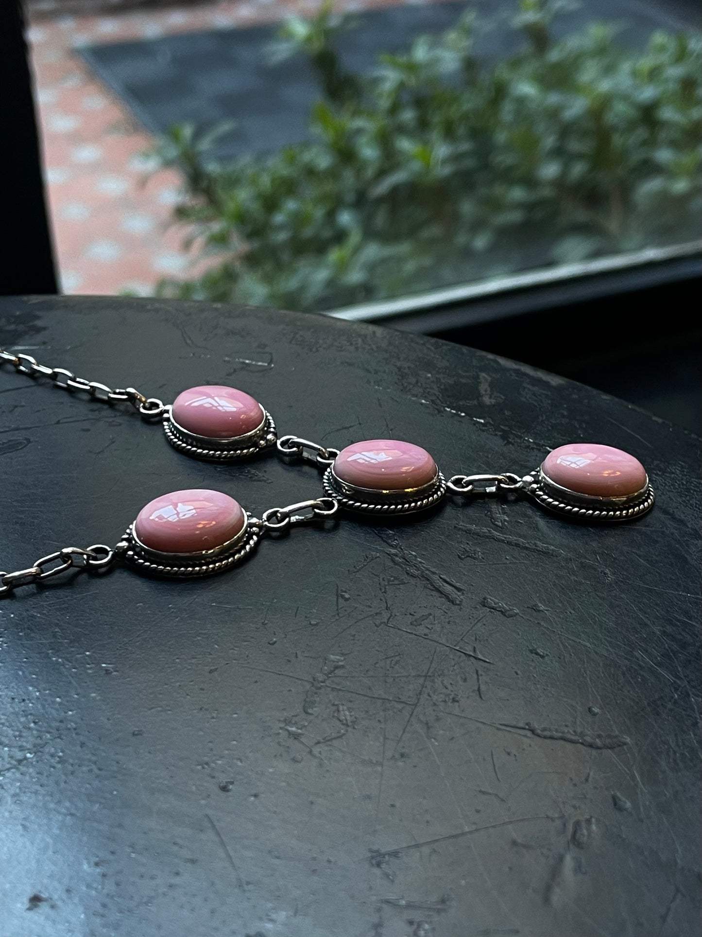 Pink Conch Lariat Necklace | 925 Sterling Silver E346