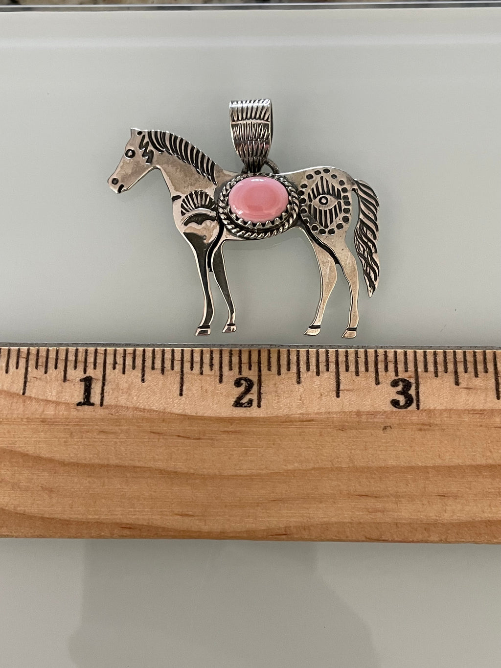 Pink Conch Horse Pendant | 925 Sterling Silver E263