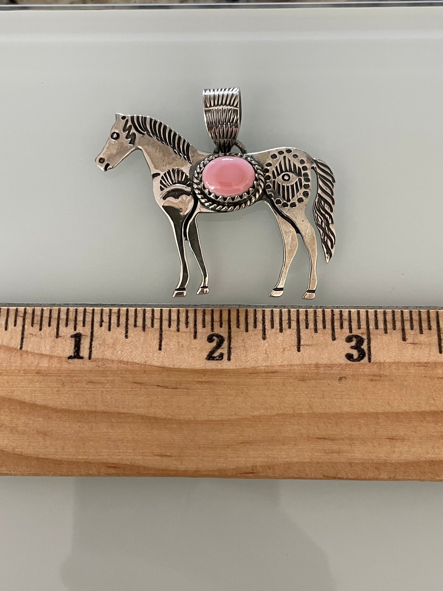 Pink Conch Horse Pendant | 925 Sterling Silver E263