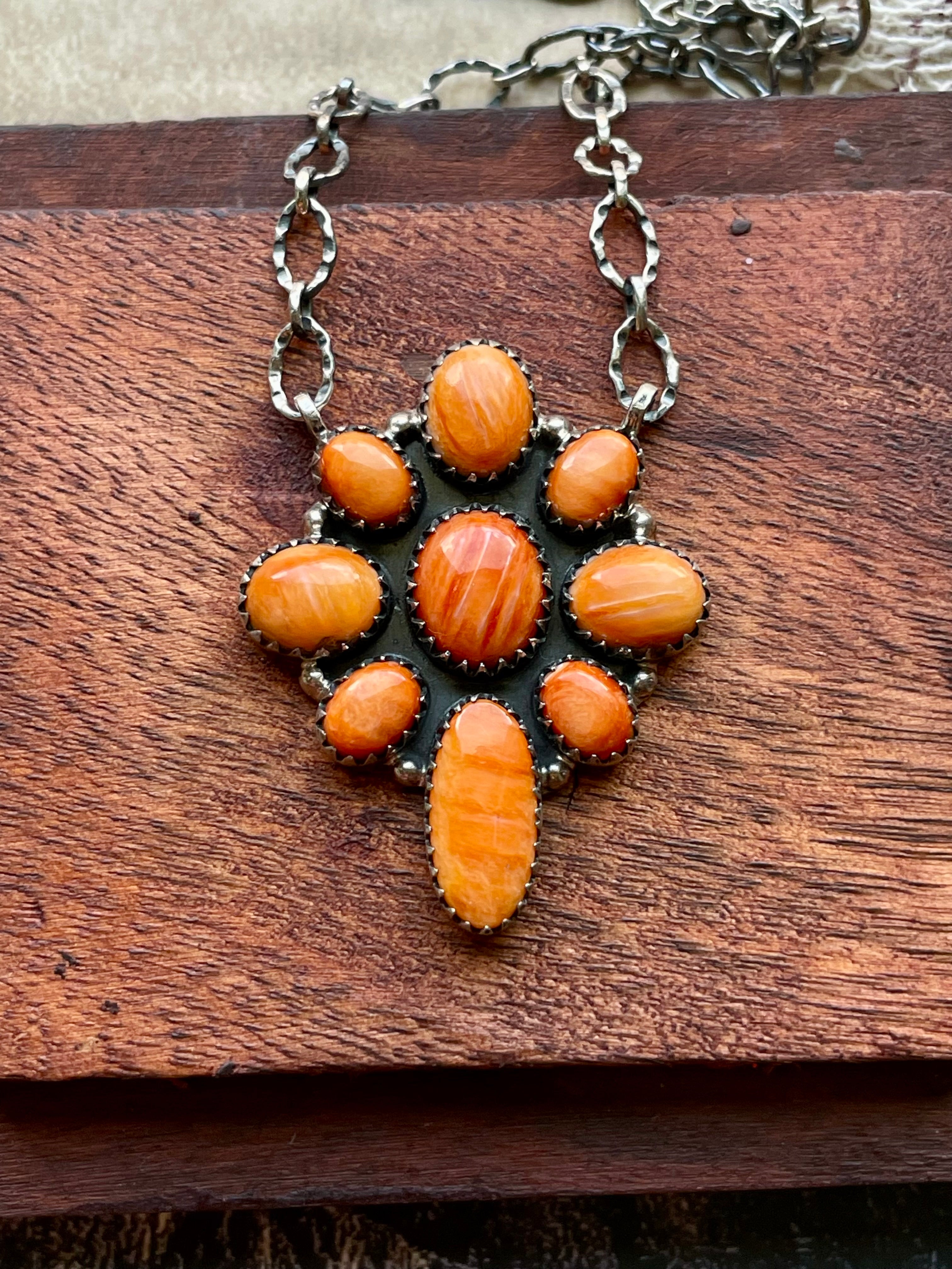 Spiny Oyster Cluster Necklace | 925 Sterling Silver D208