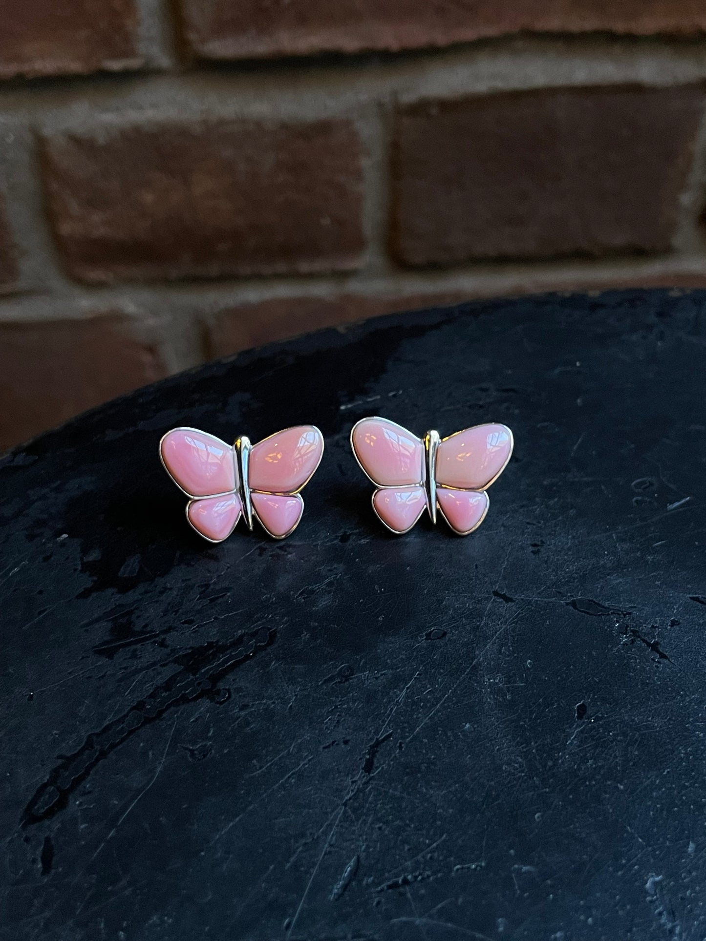 Pink Conch Butterfly Stud Earrings | 925 Sterling Silver E406