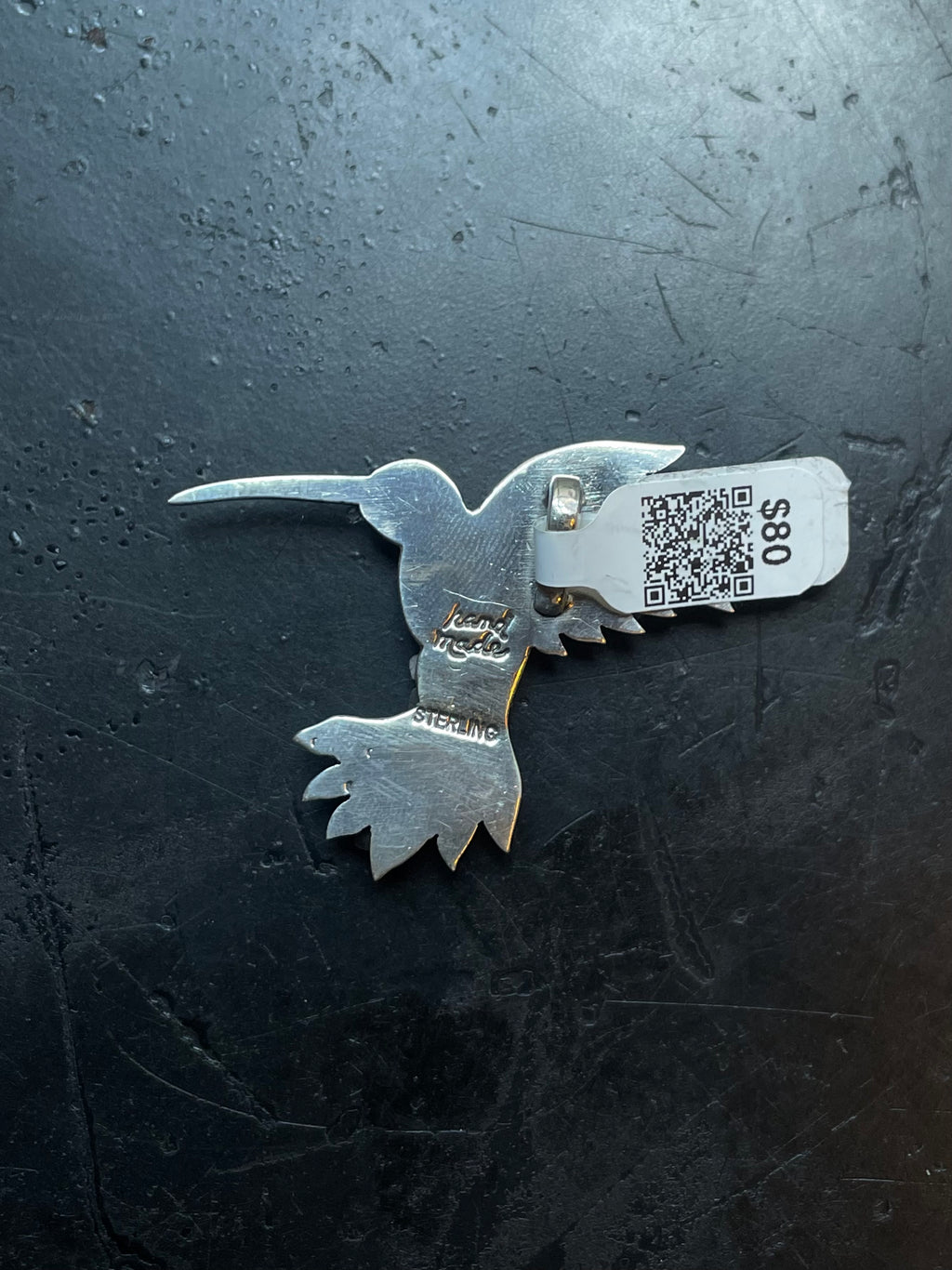 Pink Conch Hummingbird Pendant | Sterling Silver | A579
