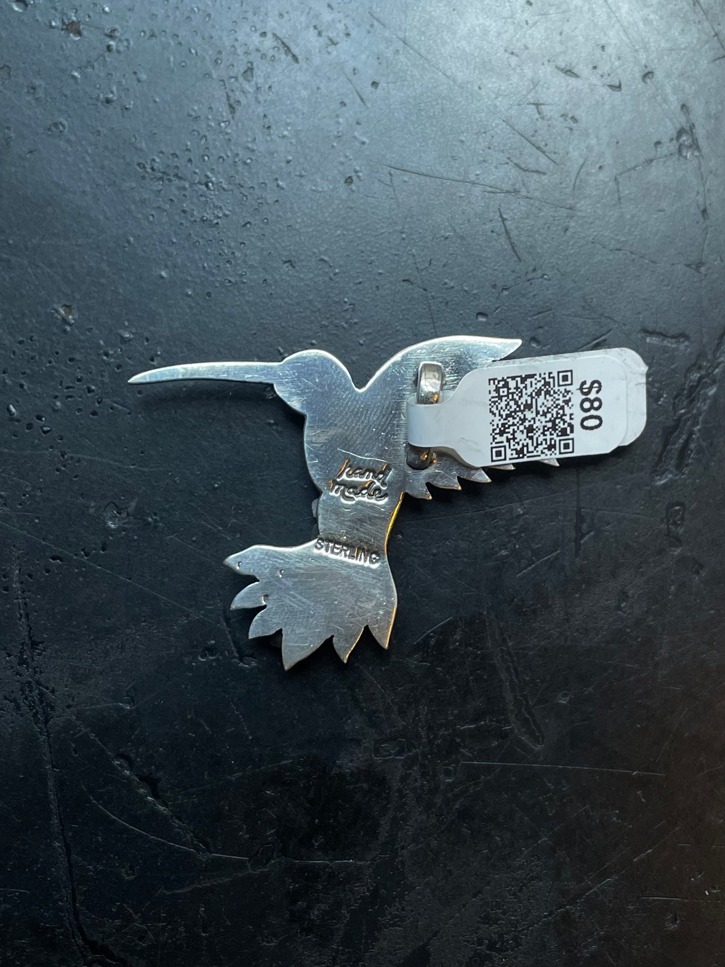 Pink Conch Hummingbird Pendant | Sterling Silver | A579