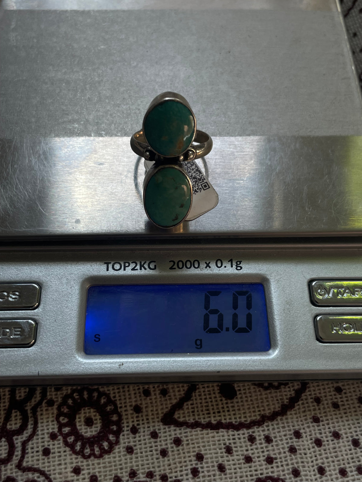Turquoise Double Stone Ring | 925 Sterling Silver | Size 6 D361