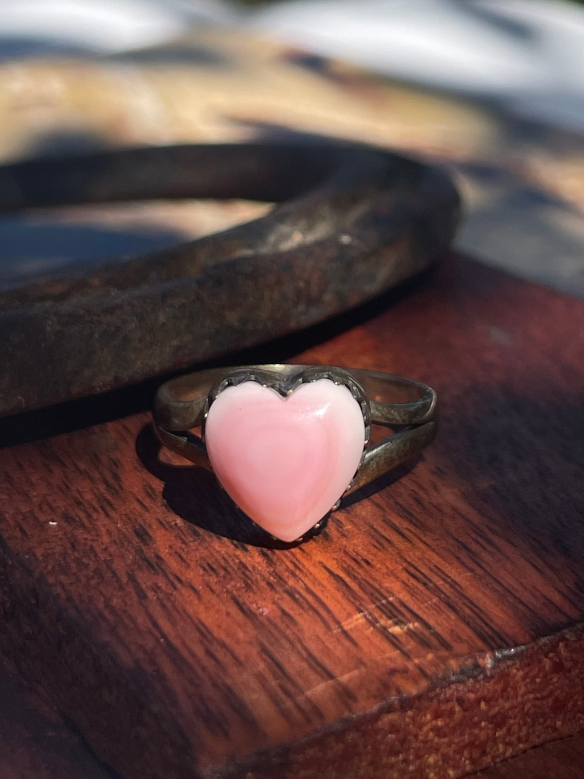 Pink Conch Heart Ring | 925 Sterling Silver | Size 7.75 D365