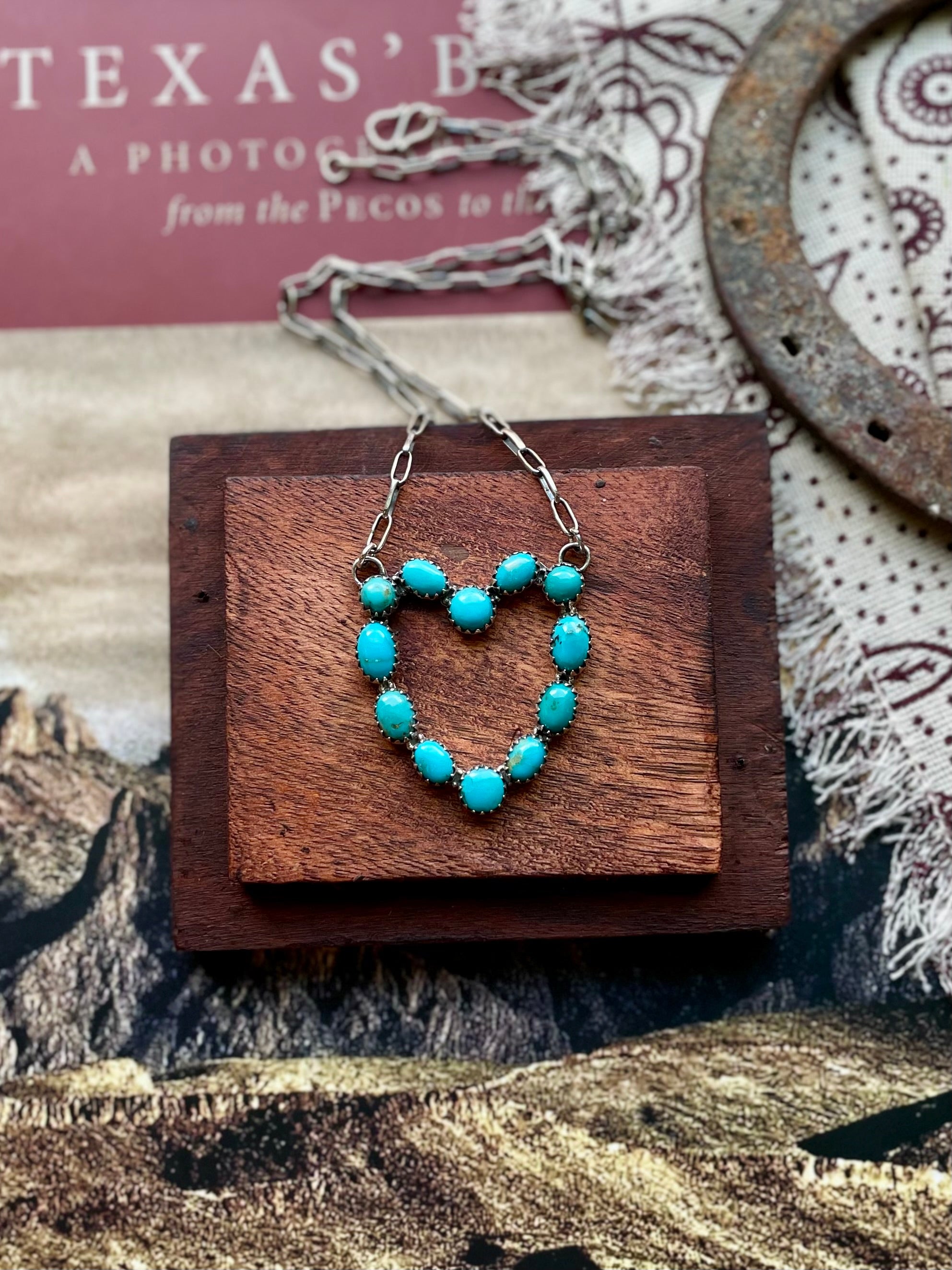 Kingman Turquoise Heart Necklace | 925 Sterling Silver D209