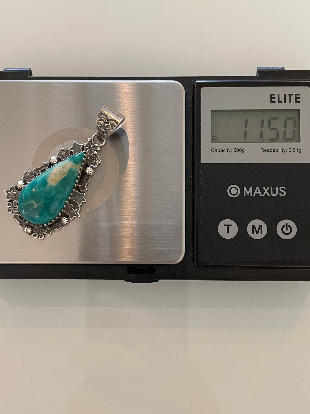 Turquoise Teardrop Pendant | Floral 925 Sterling Silver G688